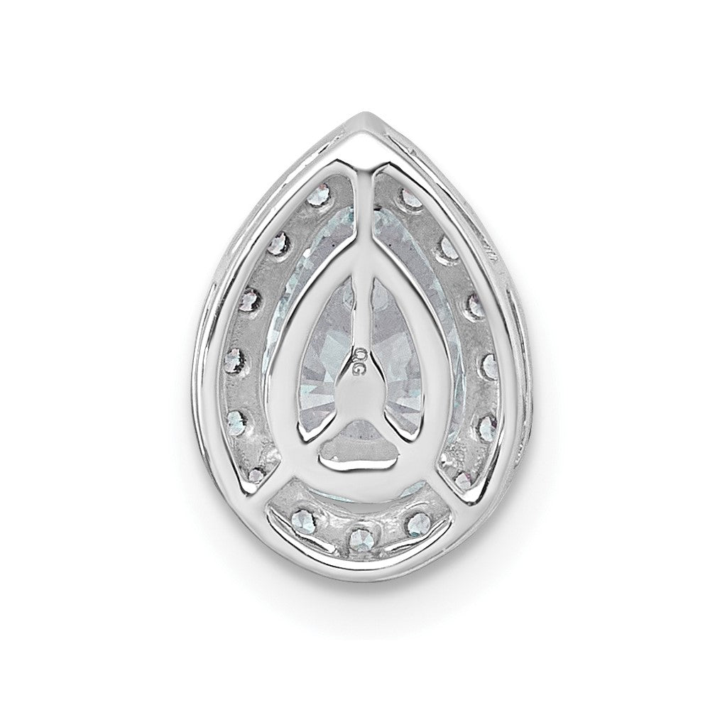14kw 1 1/5ct Cert Lab Grown Dia VS+ F+ Pear Comp Halo Chain Slide Pendant