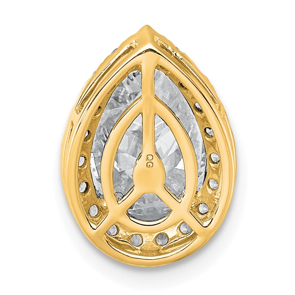 14k 2 1/3ct Lab Grown Diamond VS+ F+ Pear Comp Halo Chain Slide Pendant