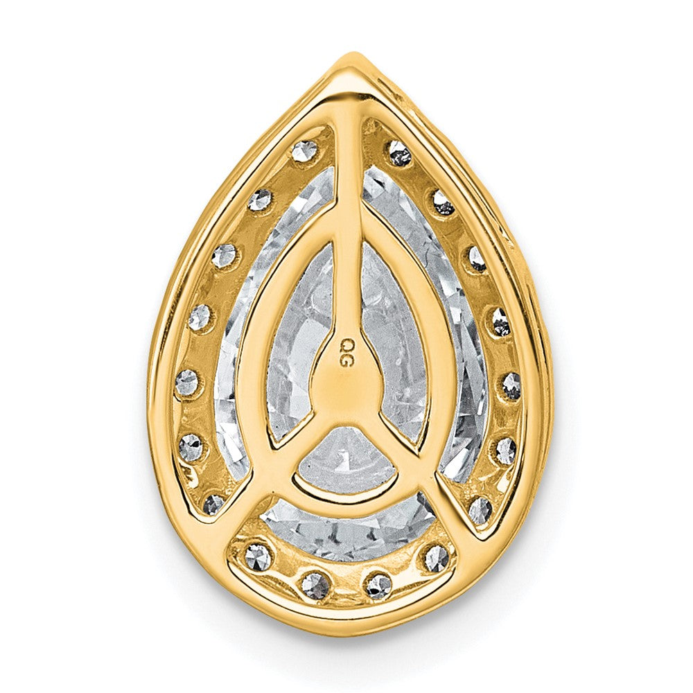 14k 2 3/4ct Lab Grown Diamond VS+ F+ Pear Comp Halo Chain Slide Pendant