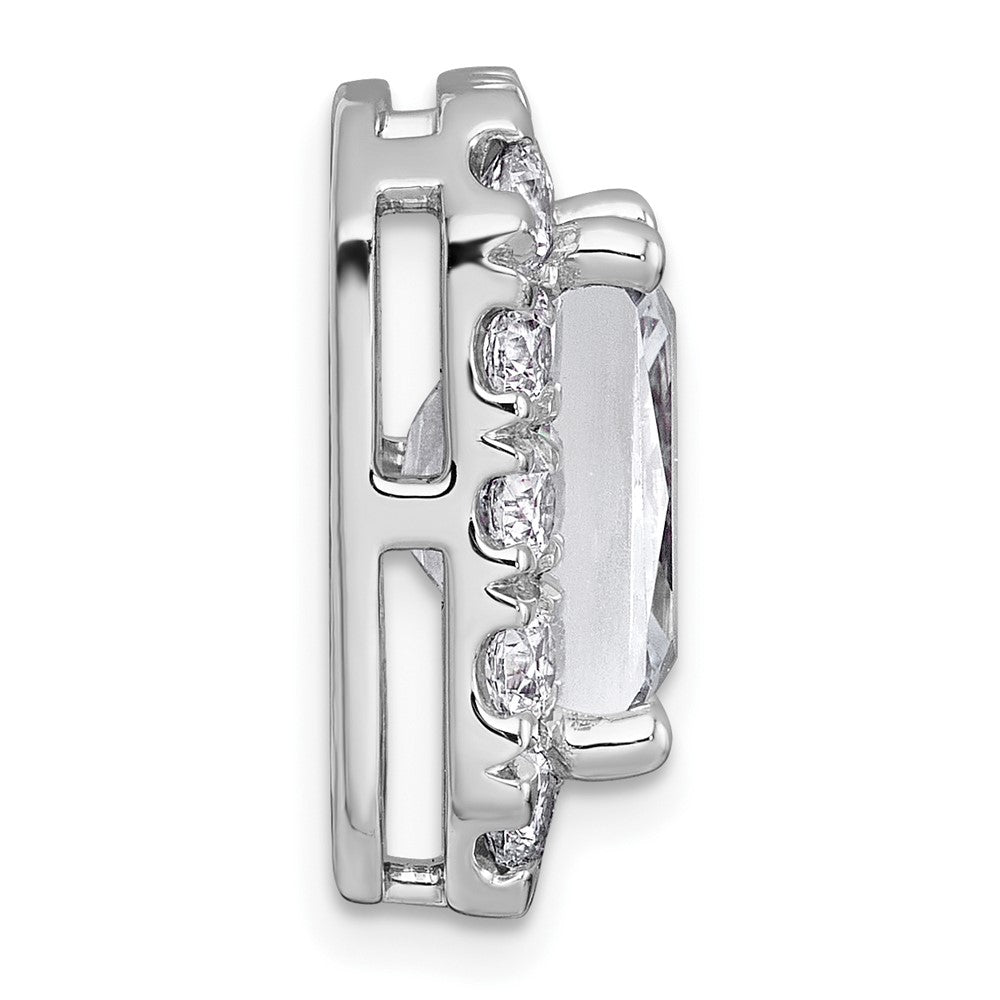 14kw 5 1/2ct Cert Lab Grown Diamond VS+ F+ Radiant Comp Halo Chain Slide