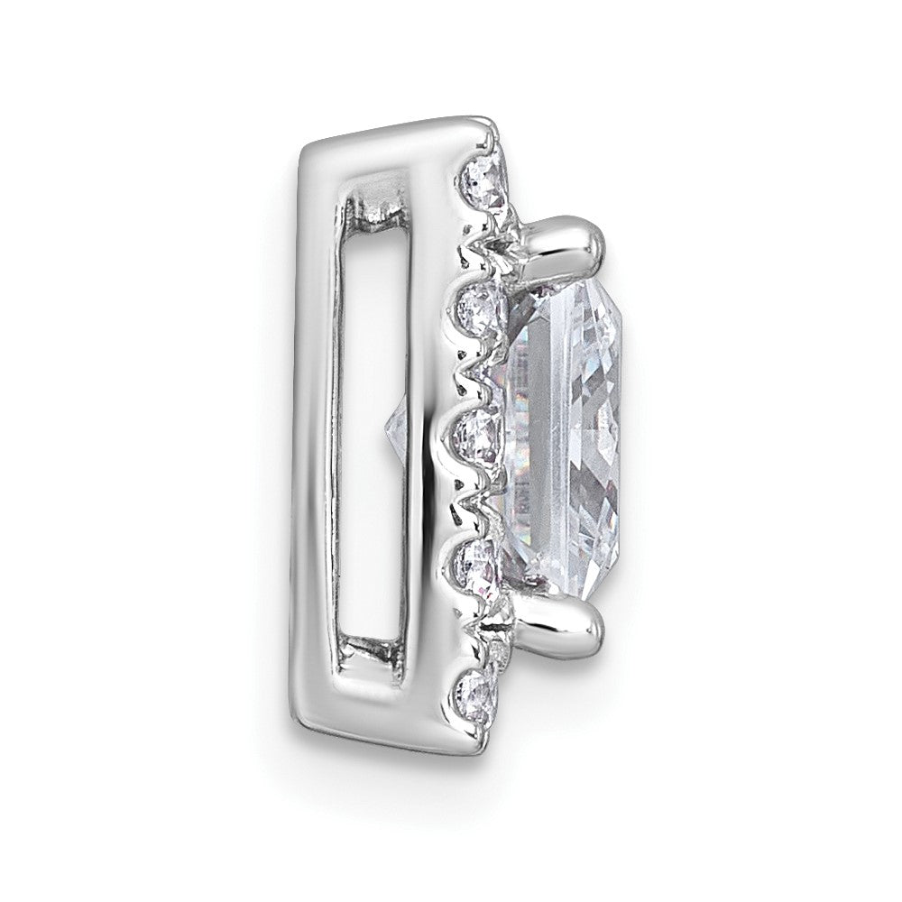 14kw 3 3/4ct Lab Grown Diamond VS+ F+ Princess Comp Halo Chain Slide