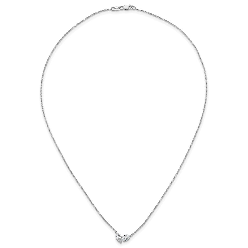 14kw 1ct Lab Grown Diamond VS+ F+ Comp 18in 2 Stone Necklace
