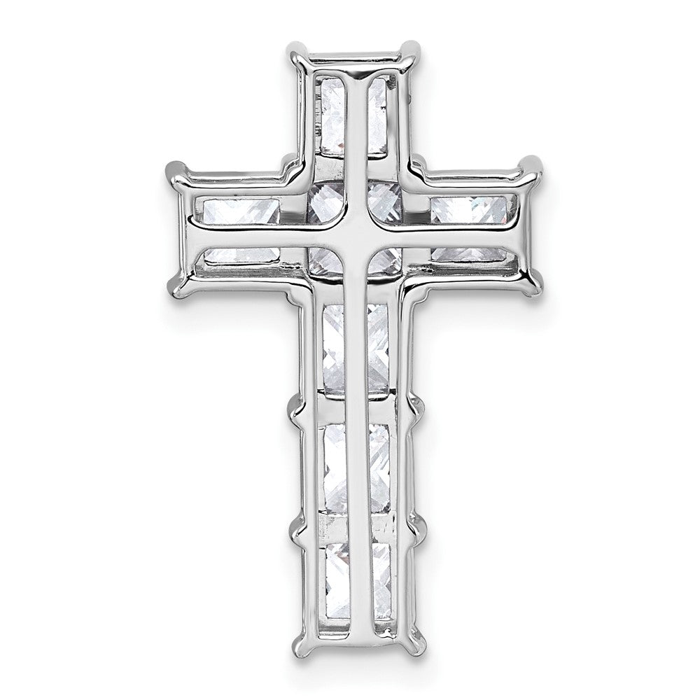 14k White Gold 3 1/2ct Lab Grown Diamond VS+ F+ Comp Cross Chain Slide