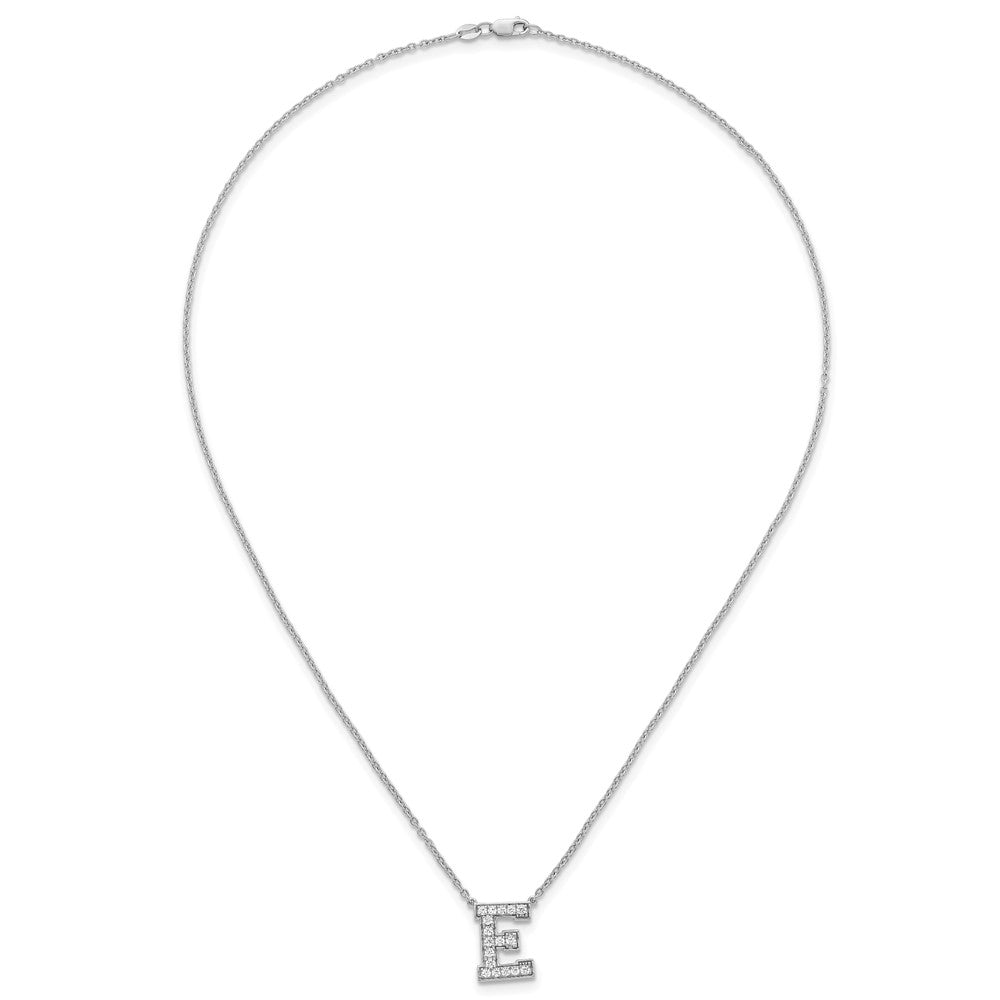 14kw 3/8ct Lab Grown Diamond VS+ F+ Comp Letter E 18in Initial Necklace