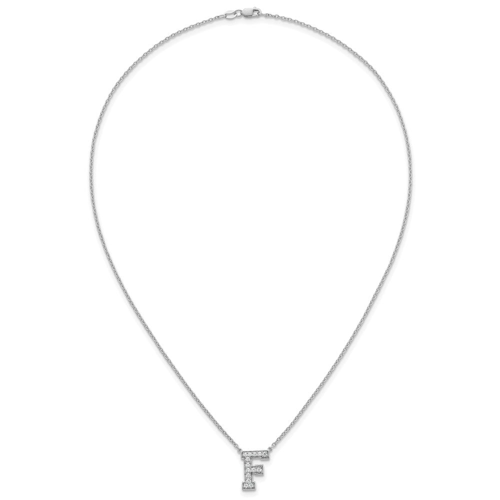 14kw 1/3ct Lab Grown Diamond VS+ F+ Comp Letter F 18in Initial Necklace