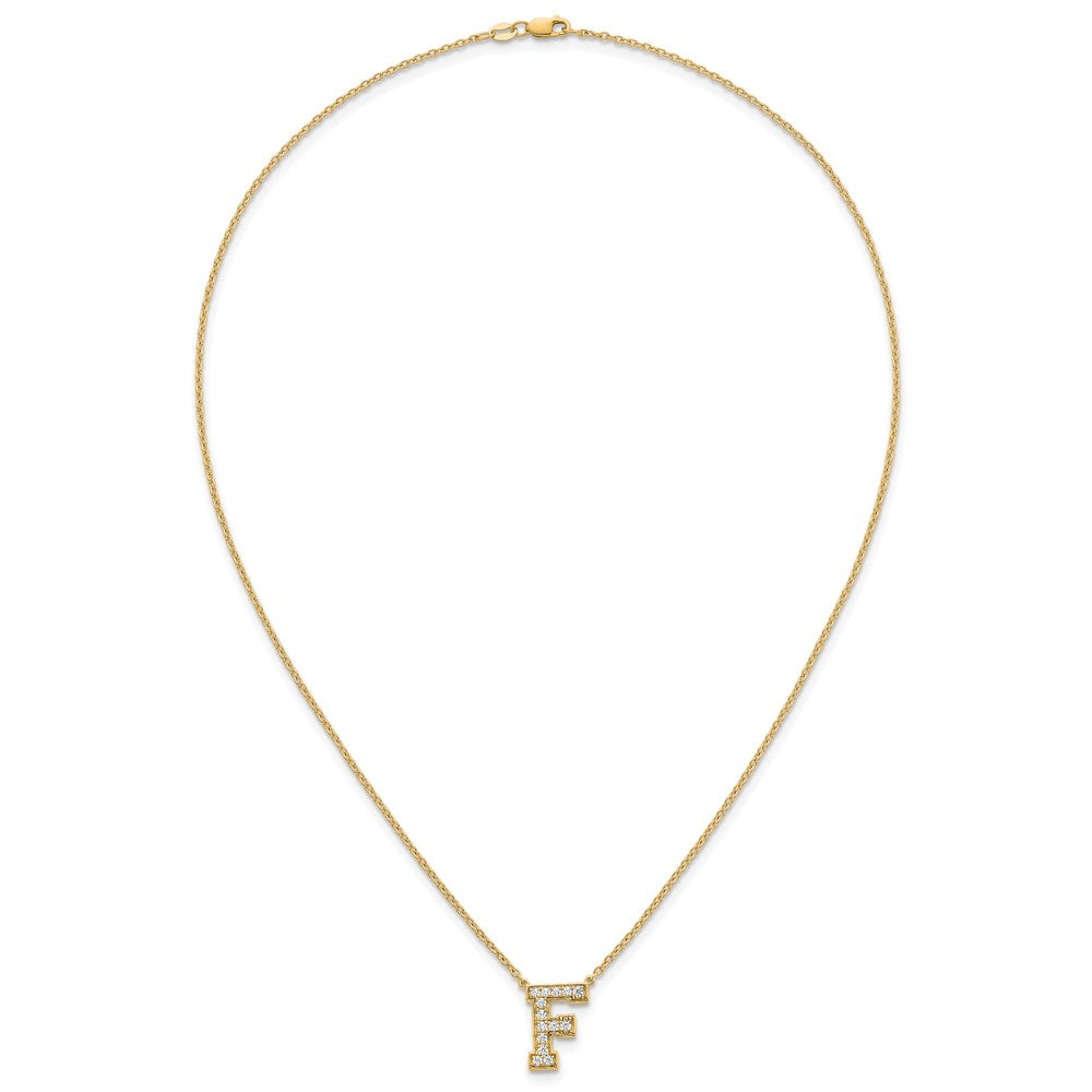 14k 1/3ct Lab Grown Diamond VS+ F+ Comp Letter F 18in Initial Necklace