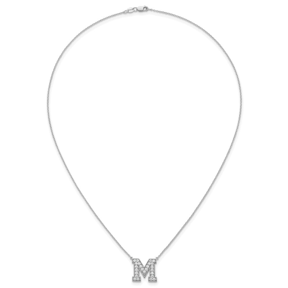 14kw 5/8ct Lab Grown Diamond VS+ F+ Comp Letter M 18in Initial Necklace