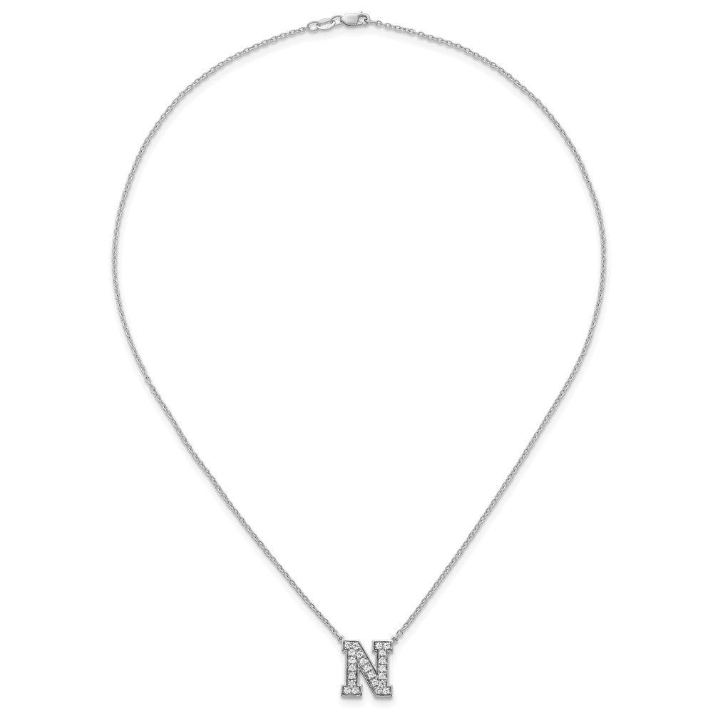 14kw 5/8ct Lab Grown Diamond VS+ F+ Comp Letter N 18in Initial Necklace