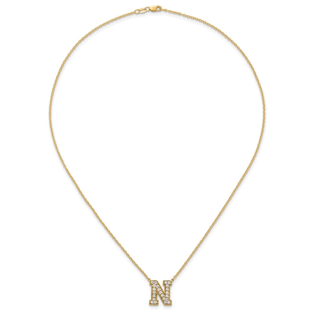 14k 5/8ct Lab Grown Diamond VS+ F+ Comp Letter N 18in Initial Necklace