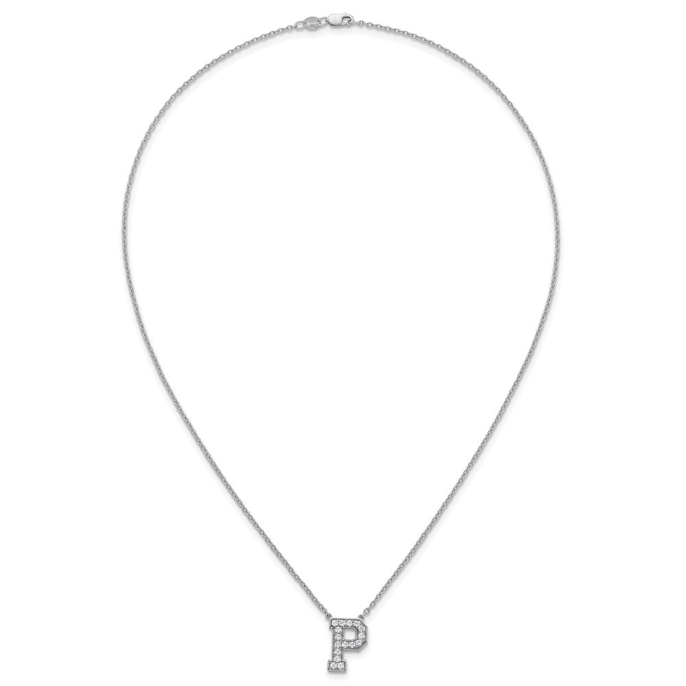 14kw 3/8ct Lab Grown Diamond VS+ F+ Comp Letter P 18in Initial Necklace