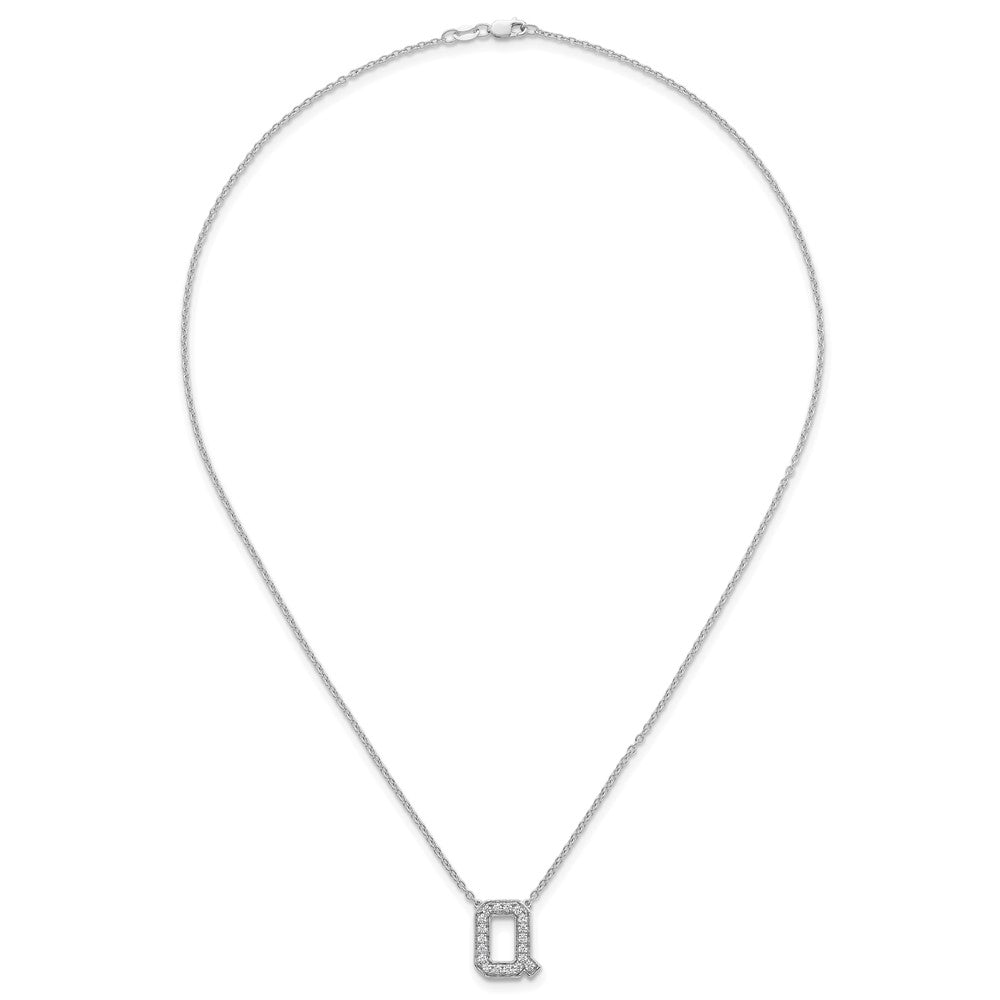 14kw 3/8ct Lab Grown Diamond VS+ F+ Comp Letter Q 18in Initial Necklace