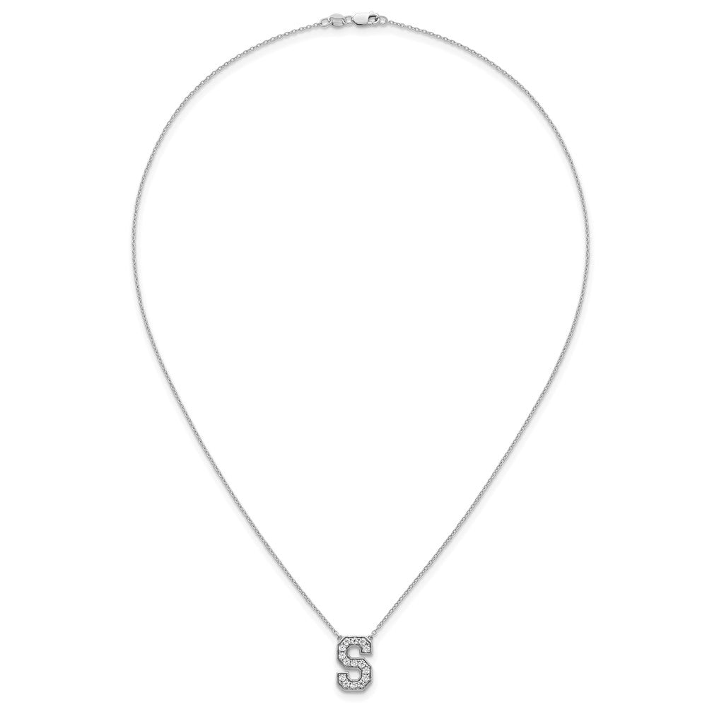 14kw 3/8ct Lab Grown Diamond VS+ F+ Comp Letter S 18in Initial Necklace