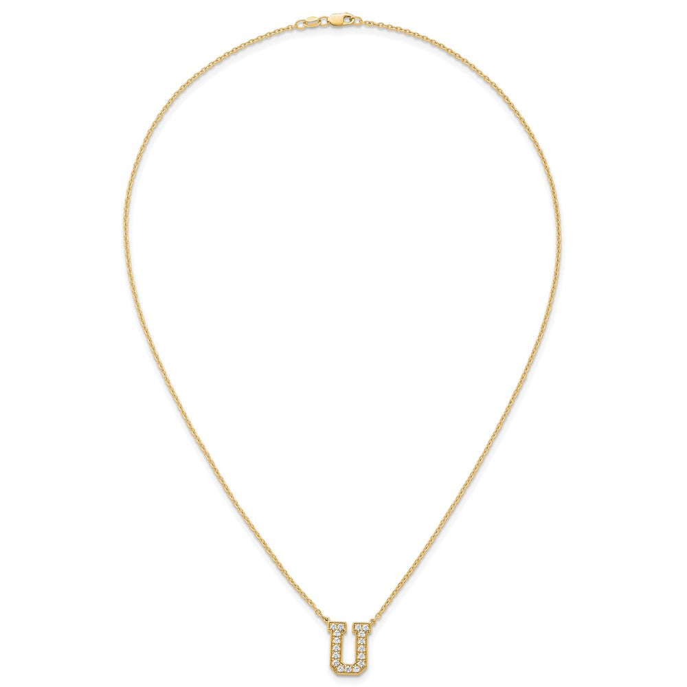14k 3/8ct Lab Grown Diamond VS+ F+ Comp Letter U 18in Initial Necklace