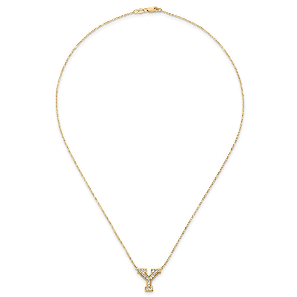 14k 3/8ct Lab Grown Diamond VS+ F+ Comp Letter Y 18in Initial Necklace