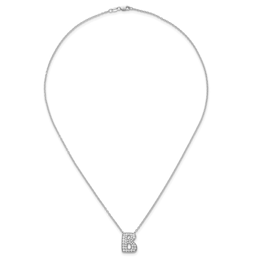 14kw 5/8ct Lab Grown Diamond VS+ F+ Comp Letter B 18in Initial Necklace