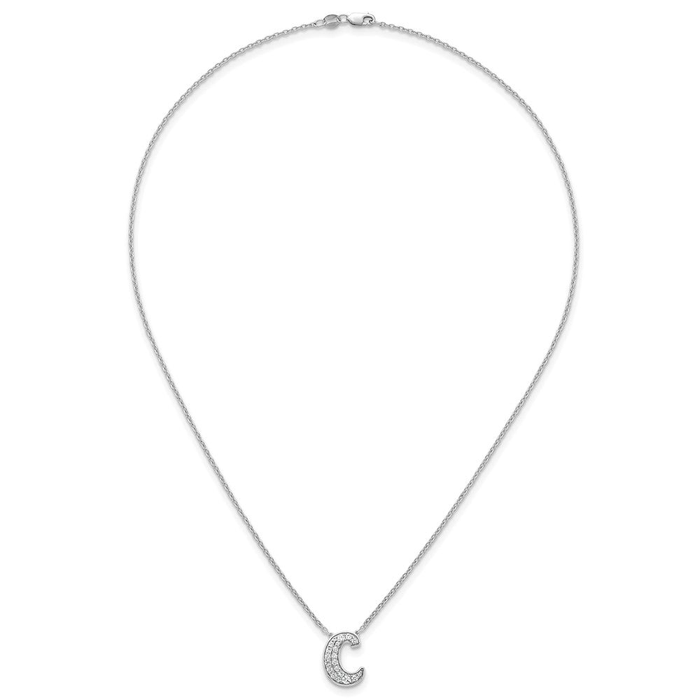 14kw 3/8ct Lab Grown Diamond VS+ F+ Comp Letter C 18in Initial Necklace