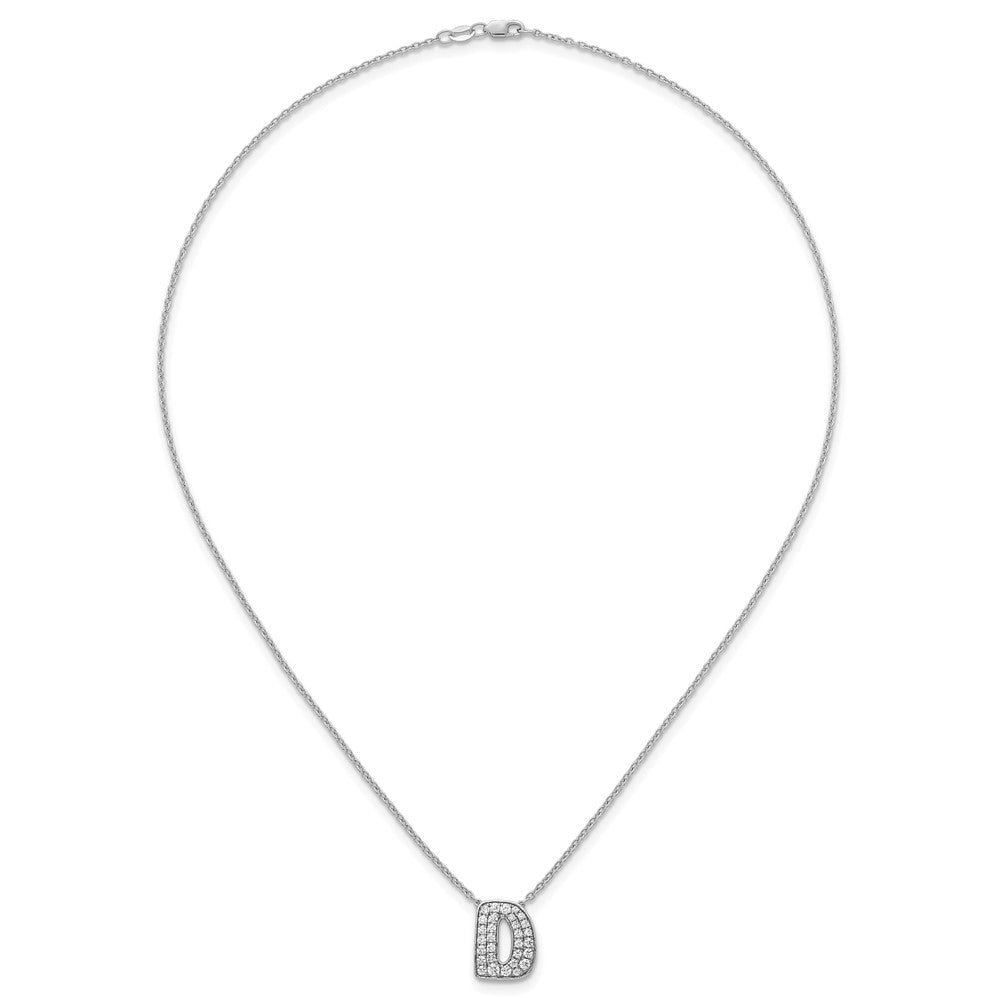 14kw 5/8ct Lab Grown Diamond VS+ F+ Comp Letter D 18in Initial Necklace