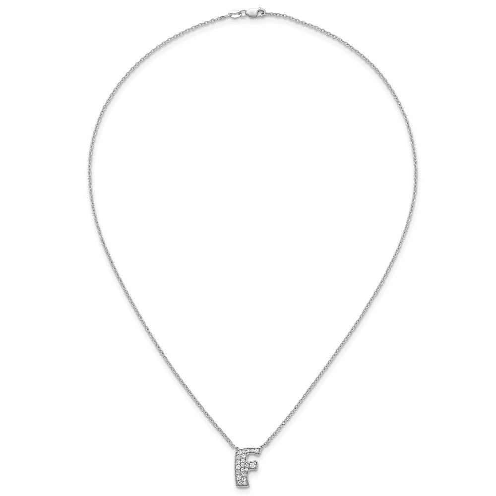 14kw 1/3ct Lab Grown Diamond VS+ F+ Comp Letter F 18in Initial Necklace