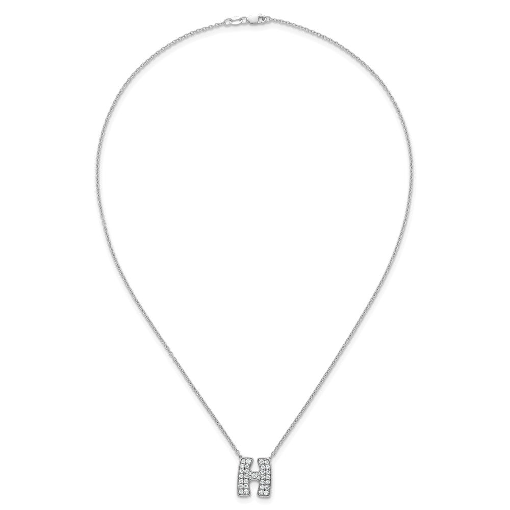 14kw 5/8ct Lab Grown Diamond VS+ F+ Comp Letter H 18in Initial Necklace