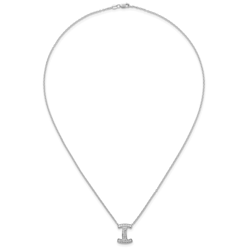14kw 1/3ct Lab Grown Diamond VS+ F+ Comp Letter I 18in Initial Necklace