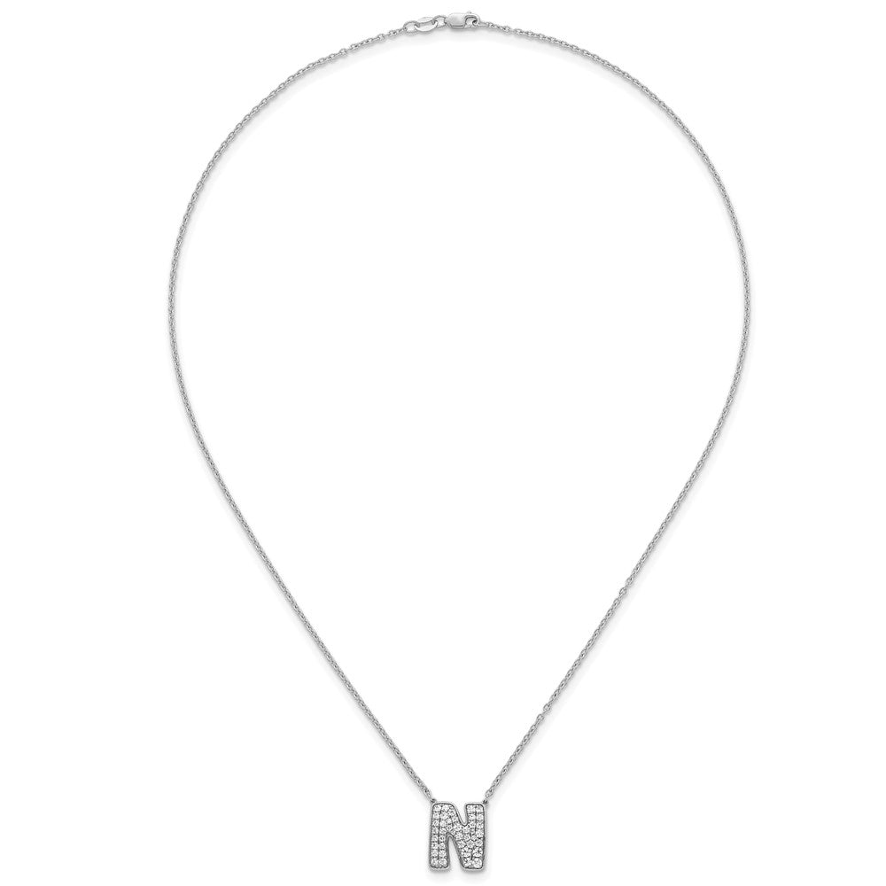 14kw 5/8ct Lab Grown Diamond VS+ F+ Comp Letter N 18in Initial Necklace