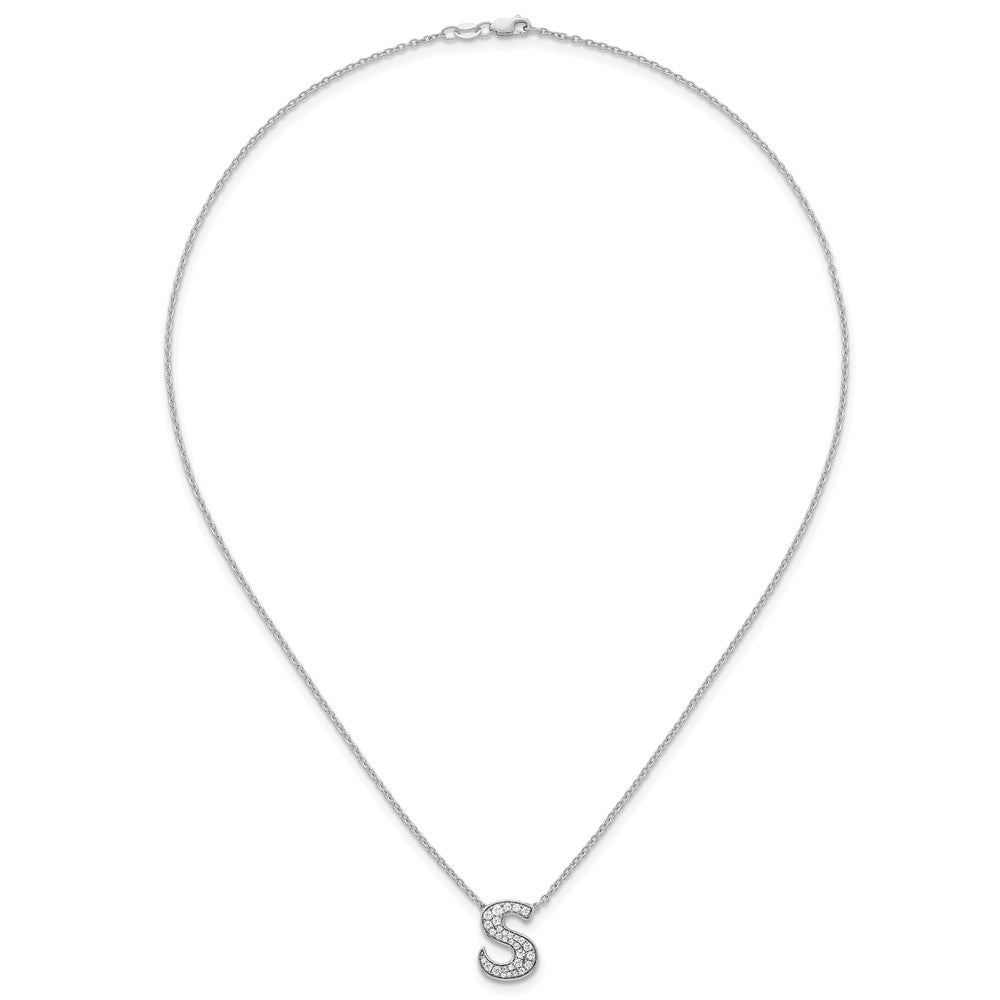 14kw 1/3ct Lab Grown Diamond VS+ F+ Comp Letter S 18in Initial Necklace
