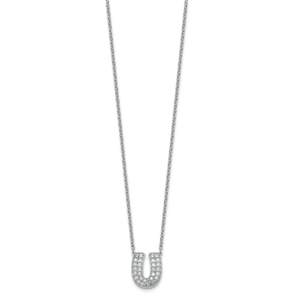 14kw 5/8ct Lab Grown Diamond VS+ F+ Comp Letter U 18in Initial Necklace