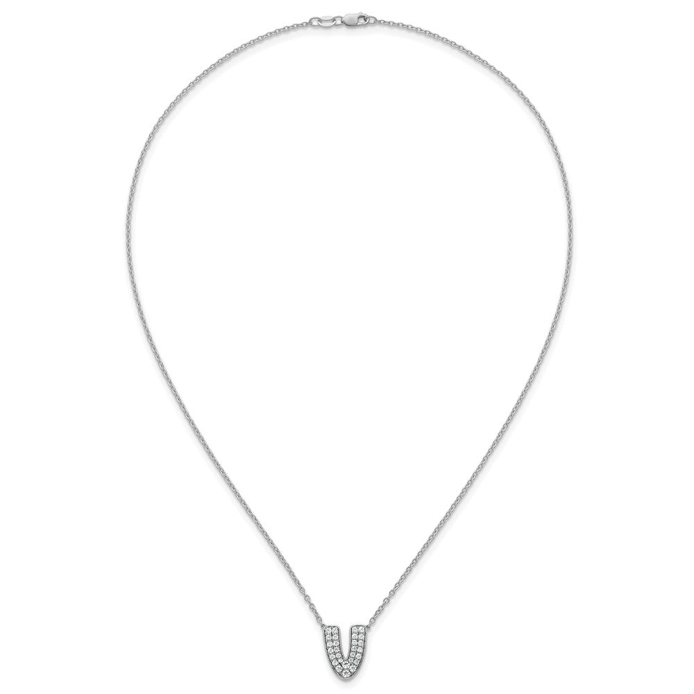 14kw 1/2ct Lab Grown Diamond VS+ F+ Comp Letter V 18in Initial Necklace