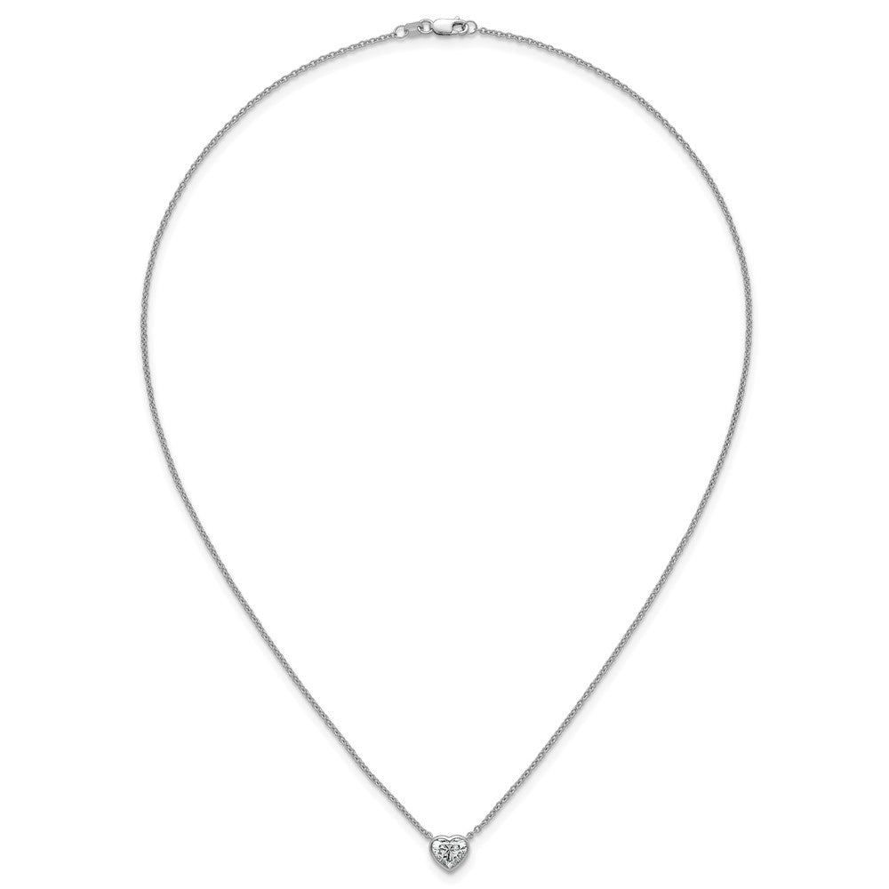 14kw 1ct Cert Lab Grown Diamond VS+ F+ Heart Comp 18in Bezel Necklace