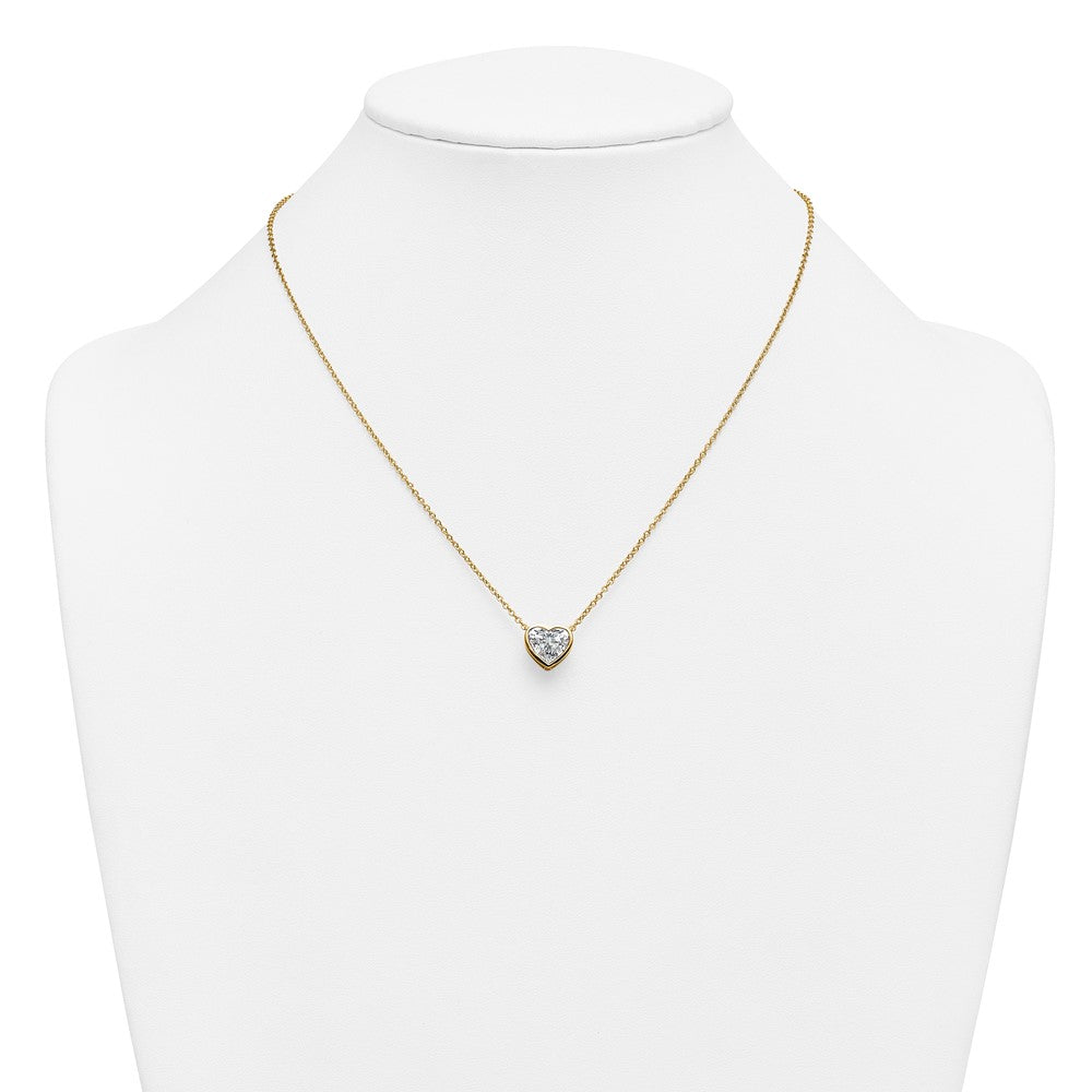 14k 2 1/2ct Cert Lab Grown Diamond VS+ F+ Heart Comp 18in Bezel Necklace
