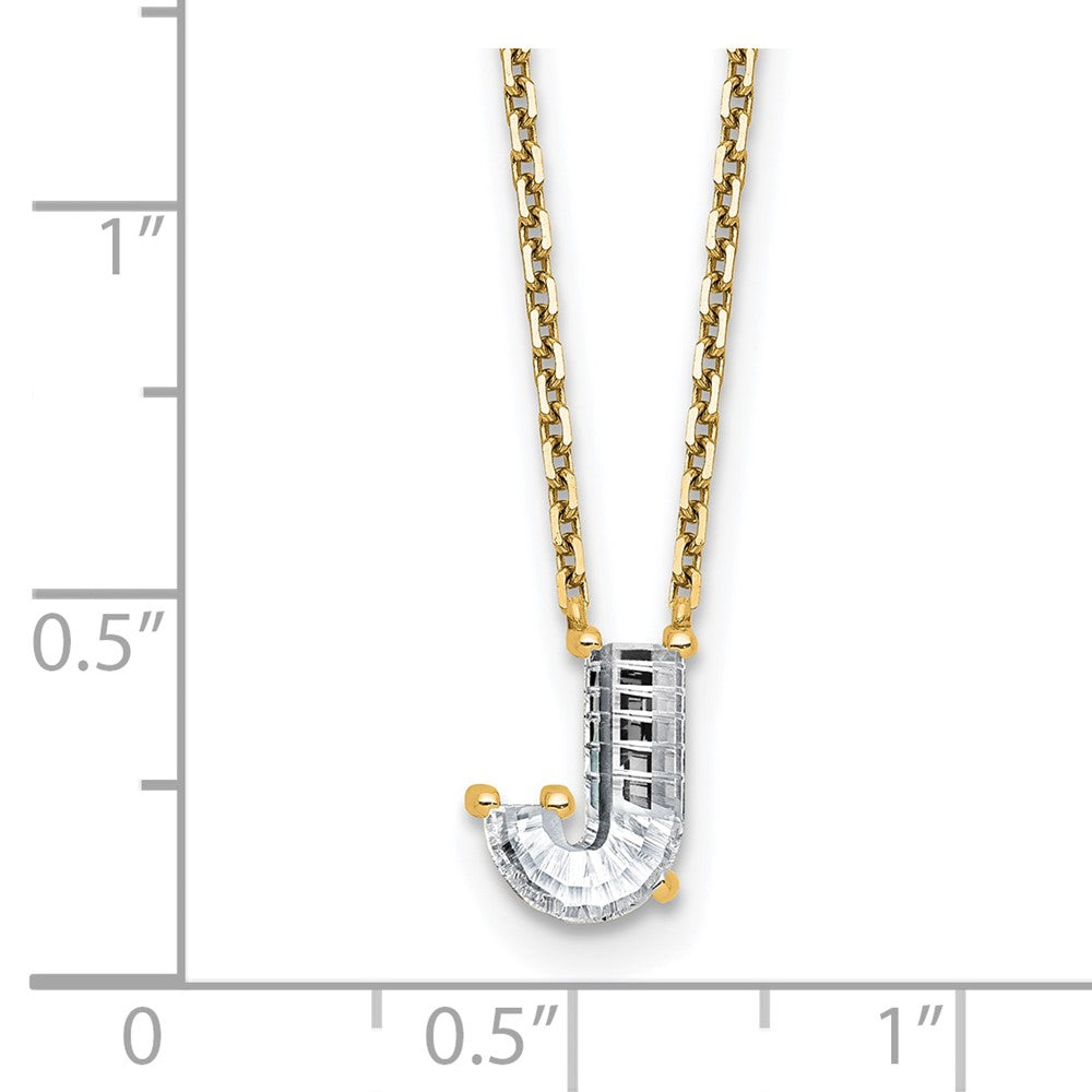 14k 1 1/4ct Lab Grown Dia VS+ F+ Comp Letter J 18in Initial Necklace
