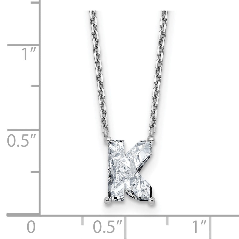 14kw 2ct Lab Grown Dia VS+ F+ Comp Letter K 18in Initial Necklace