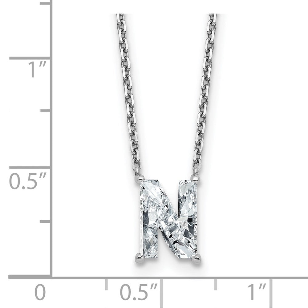 14kw 1 7/8ct Lab Grown Dia VS+ F+ Comp Letter N 18in Initial Necklace