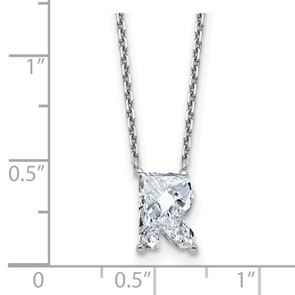 14kw 2 1/3ct Lab Grown Diamond VS+ F+ Comp Letter R 18in Initial Necklace