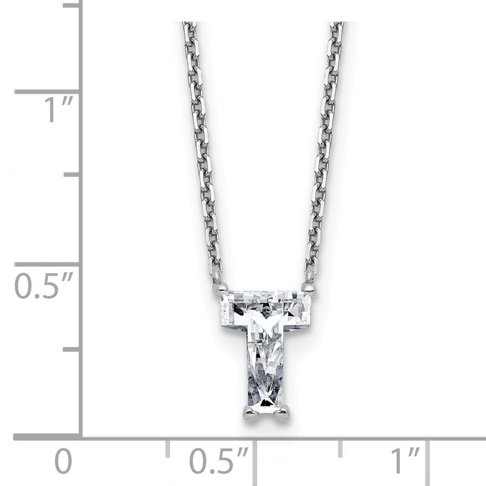 14kw 1 5/8ct Lab Grown Diamond VS+ F+ Comp Letter T 18in Initial Necklace