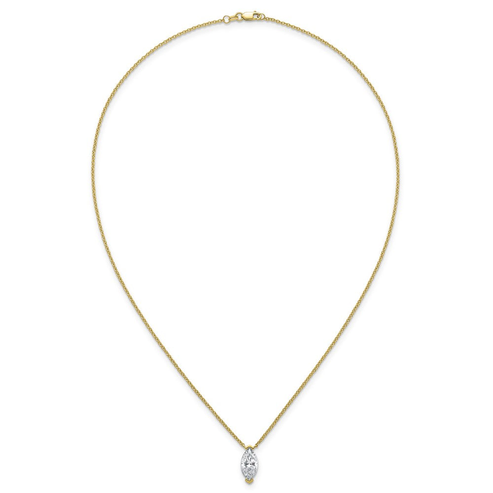 14ky Cert Marquise Lab Grown Dia VS+ F+ Solitaire Pendant Necklace