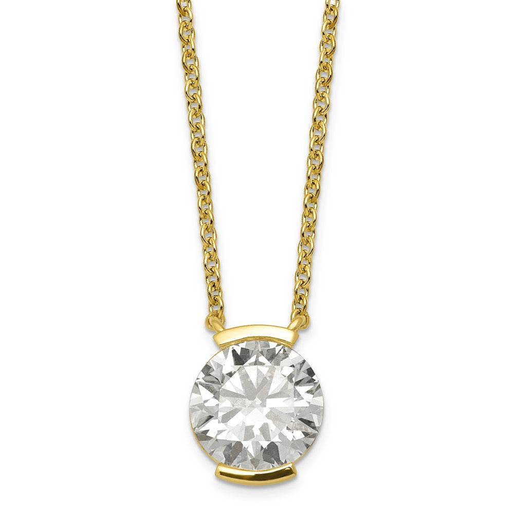 14ky 2ct Cert Round LabGrown Dia VS+ F+ Half Bezel Comp Pendant Necklace
