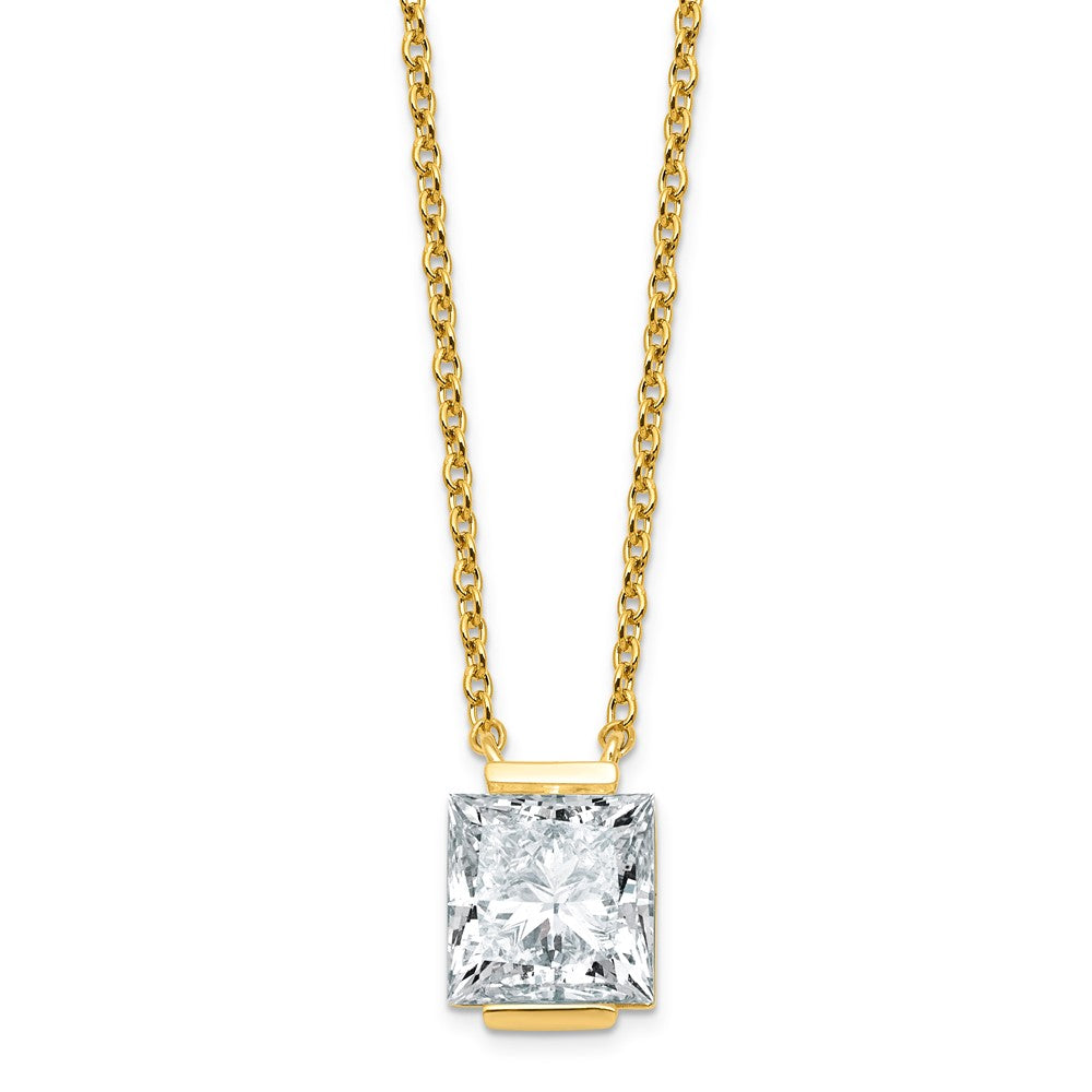 14ky 3ct Cert Princess Lab Grown Dia VS+ F+ Comp Pendant Necklace