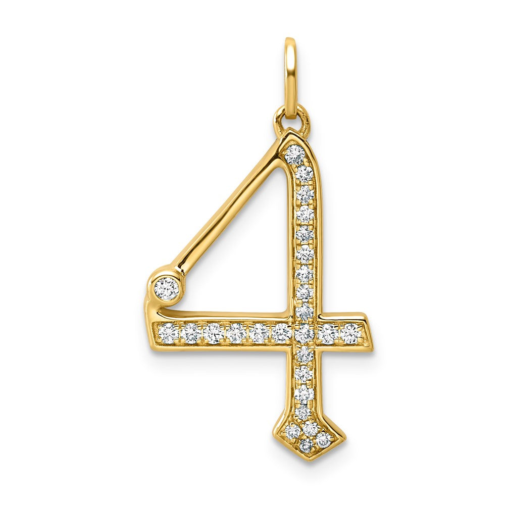 14k Lab Grown Diamond VS+ F+ Complete Number 4 Pendant