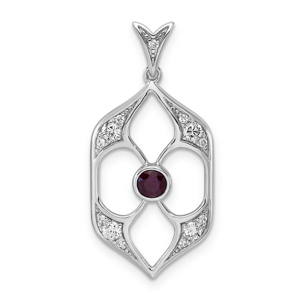 14kw Lab Grown Diamond VS+ F+ and Ruby Fashion Pendant