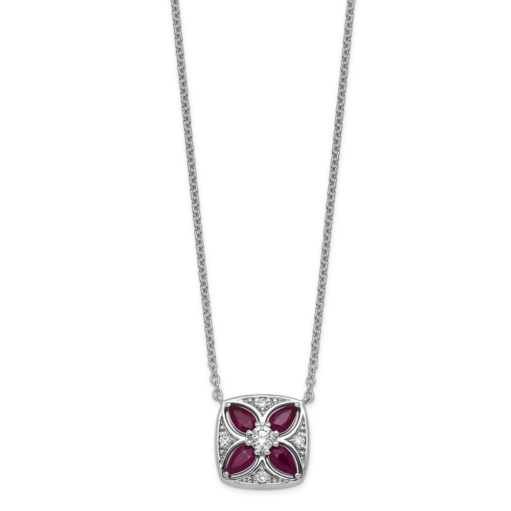 14kw Lab Grown Diamond VS+ F+ and Ruby Fashion Necklace