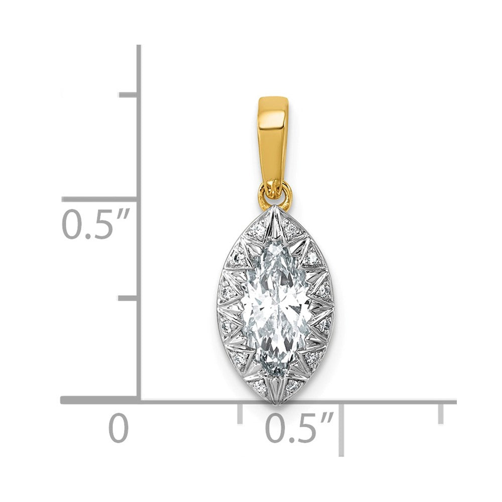 10ky w/Rhodium Lab Grown VS+ F+ Marquise Center Diamond Pendant