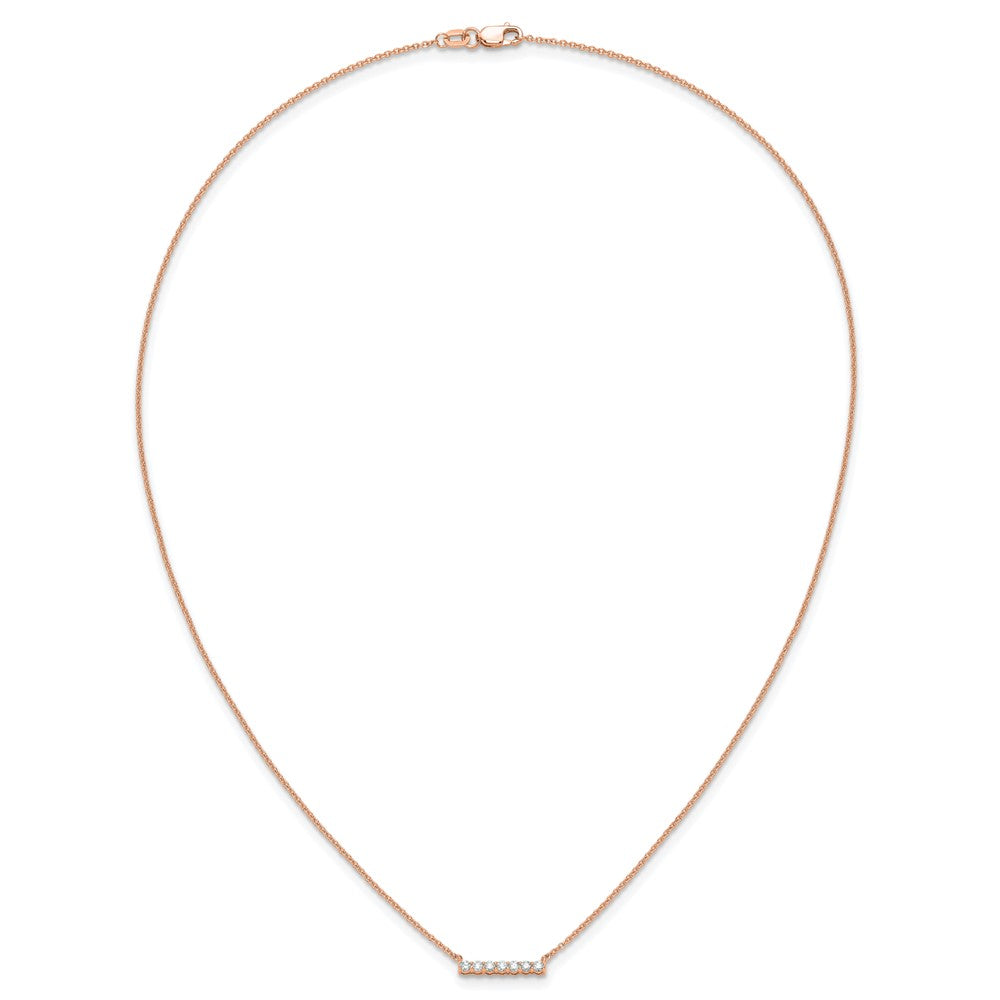 14k Rose Gold 1/4ct Lab Grown Diamond VS/SI+ G+ Comp 18in Bar Necklace