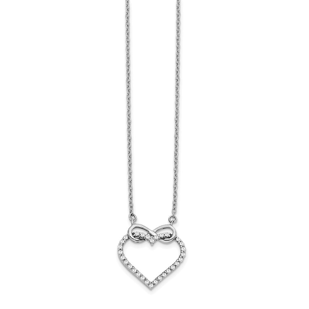 14kw 1/4ct Lab Grown Dia VS/SI+ G+ Comp 18 in Infinity Heart Necklace