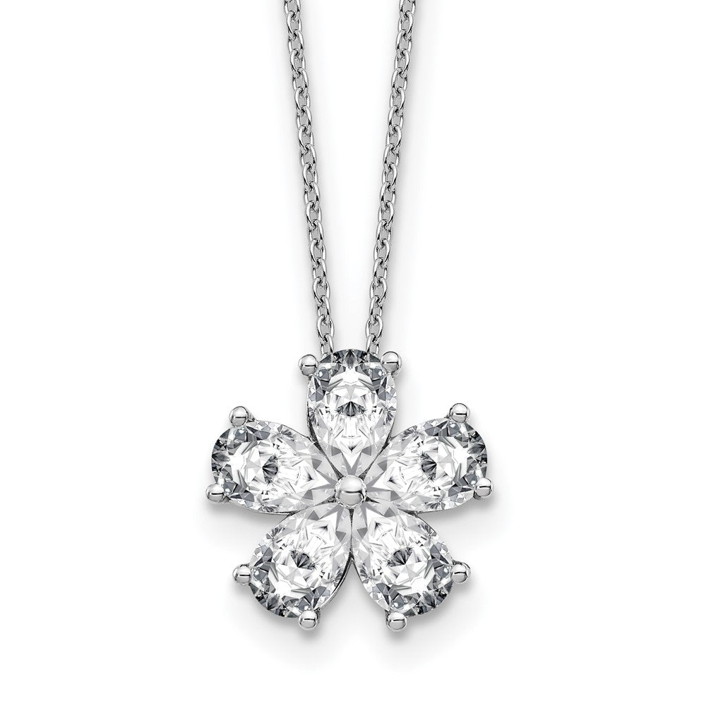 14kw 2ct Lab Grown Diamond VS+ F+ Comp 18in Flower Pendant Necklace