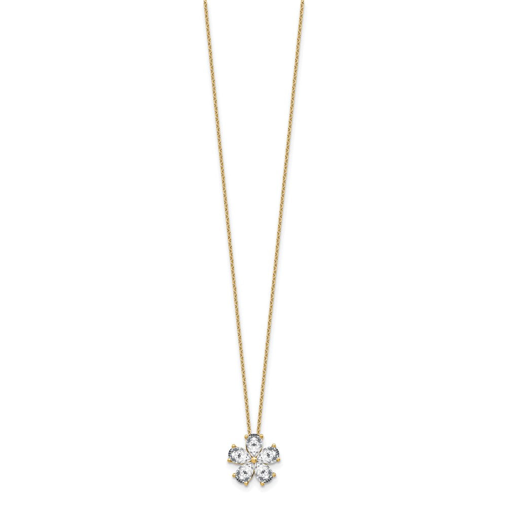 14k 2ct Lab Grown Diamond VS+ F+ Comp 18in Flower Pendant Necklace