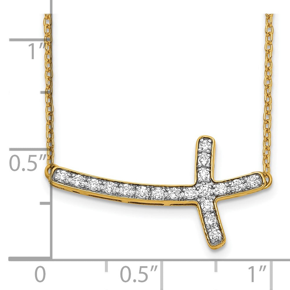 14k 1/5ct Lab Grown Dia VS/SI+ G+ Comp 18in Sideways Cross Necklace