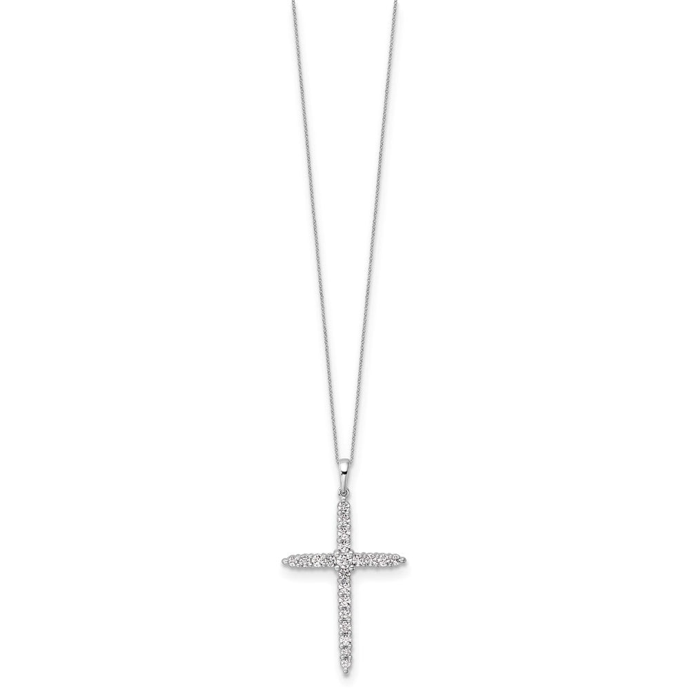 14kw 1ct Lab Grown Dia VS/SI+ G+ Comp 18in Cross Pendant Necklace