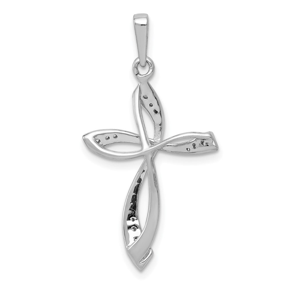 14k White Gold 1/15ct Lab Grown Diamond VS/SI+ G+ Comp Cross Pendant