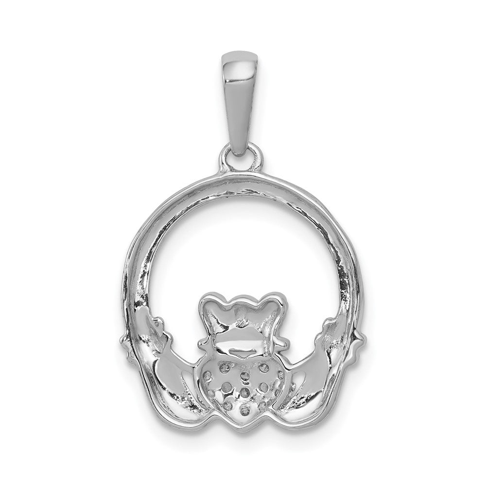 14kw 1/8ct Lab Grown Diamond VS/SI+ G+ Comp Circle Claddagh Pendant